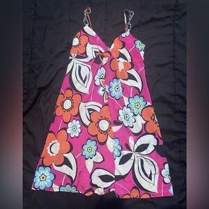 90s y2k pink floral midi dress
